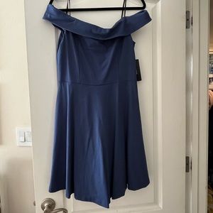 Blue off the shoulder Skater Style dress, size large